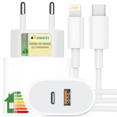 Imagem de Carregador Turbo 40w Para iPhone, Cabo+Fonte Entrada Dupla Carregador Rápido, Compatível c/iPhone X Xr SE 11 12 13 14 Excellence Premium Duo.