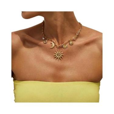 Imagem de Colar Vintage Com Pingente De Coração E Lua, Gargantilha Criativa De L