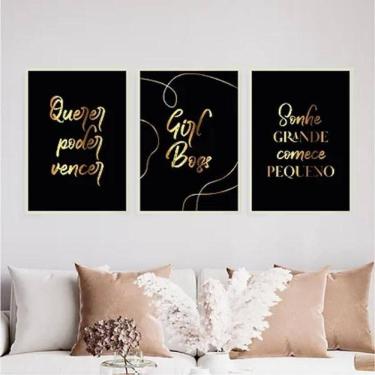 Imagem de Kit 3 Quadros Poder Querer Vencer 24X18Cm Branca