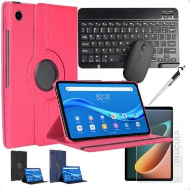 Imagem de Kit Completo Para Tab Galaxy A9plus 11polegadas+ Capa Giratória 360° + Teclado e Mouse Bluetooth + Película Cerâmica Fosca + Caneta Touch (Pink)