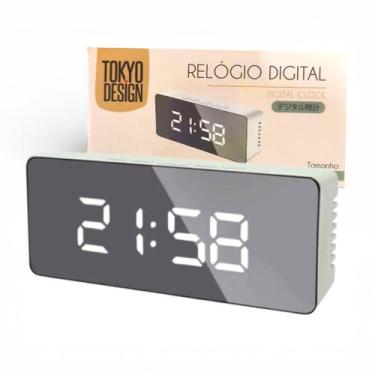 Imagem de Relógio Digital Mesa Despertador Espelhado USB Pilha Cor:Branco - Mkt 