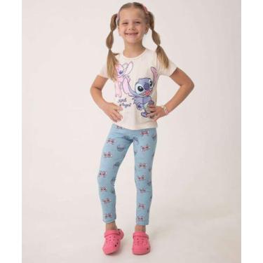 Imagem de Calça Infantil Legging Angel E Stitch Tam 4 a 10 Azul-65100 - Disney, 