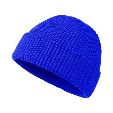 Imagem de Gorro De Lã Tricotado Unissex Quente, Cor Sólida, Estilo Moderno Para 