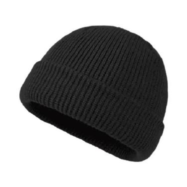 Imagem de Gorro De Lã Tricotado Unissex Quente, Cor Sólida, Estilo Moderno Para 