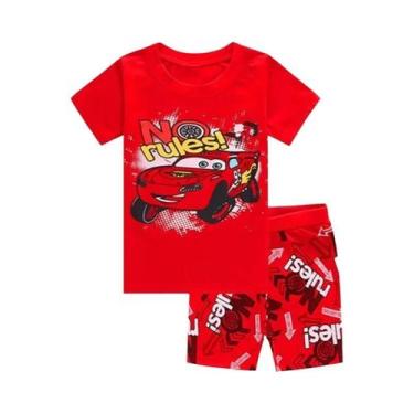 Imagem de Pijama Infantil Masculino De Verão Com Carros Desenho Animado, Conjunt