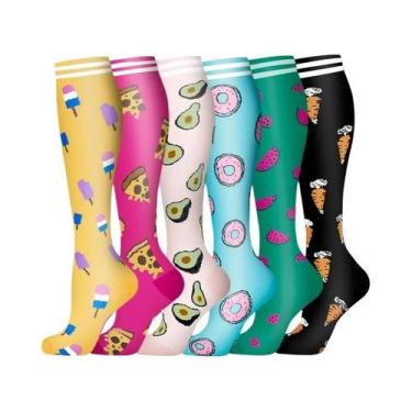 Imagem de Meias De Compressão Florais, Animais E Frutas, 6 Pares Para Homens E M