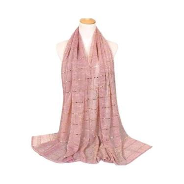 Imagem de Cachecol Feminino Elegante Leve Com Lurex E Glitter, Xale Brilhante Co