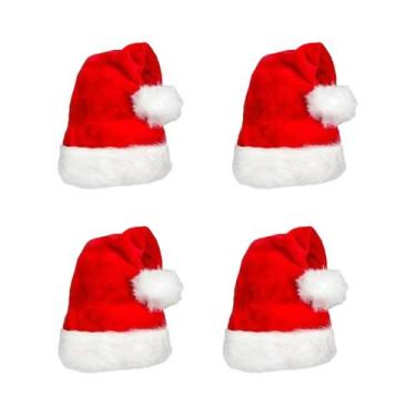 Imagem de Conjunto De Chapéu De Papai Noel Vermelho De Pelúcia Para Adultos, Hom