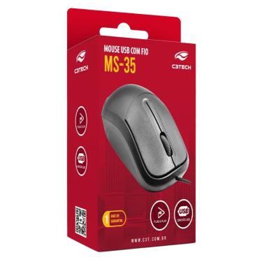 Imagem de Mouse USB com fio 1000dpi ambidestro MS-35 Cor Preto
