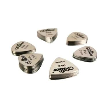 Imagem de Palhetas De Guitarra De Metal Prateadas Finas De 0,3mm, 20 Peças, Durá