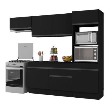 Imagem de Armário De Cozinha Compacta 4 Peças Com Rodapé Mp2176 Made Multimóveis Preto Preto
