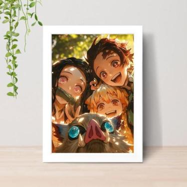 Imagem de Quadro Demon Slayer Anime A4 C/ Moldura e Vidro 08 Cor: Branco - Lomi 