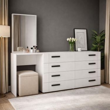 Imagem de Cômoda Penteadeira 8 Gavetas Lisboa Branco