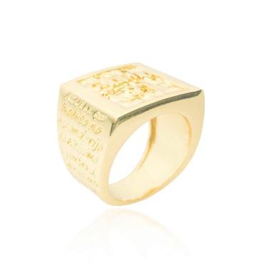Imagem de Dedeira Masculina Salmo 91 Banhada a Ouro 18k - Tropical Joias, Ouro, 