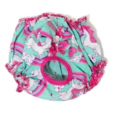 Imagem de Calcinha de Tecido lacinho estampa unicórnio verde tamanho M