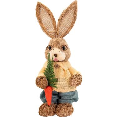 Imagem de Coelho De Páscoa Coelhinho Em Palha Artesanal Enfeite 35cm