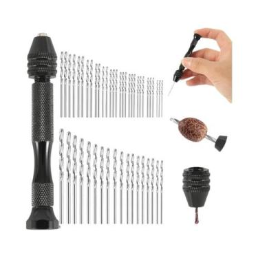 Imagem de Mini Furadeira Manual Com Conjunto De Brocas Helicoidais Em Aço Liga P