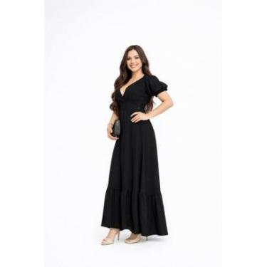 Imagem de Vestido Lono D Bell Outlet Fashion ola V Preto-Feminino