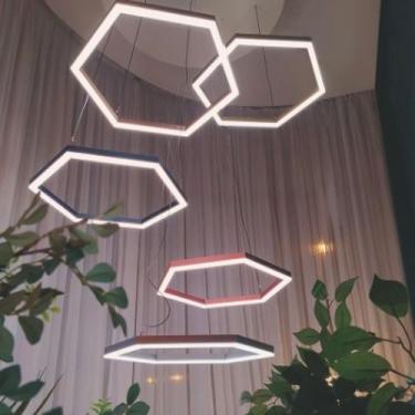 Imagem de Luminaria Hexagono LED 110v ou 220v Hexagonal Sobrepor Moderno - REDTU