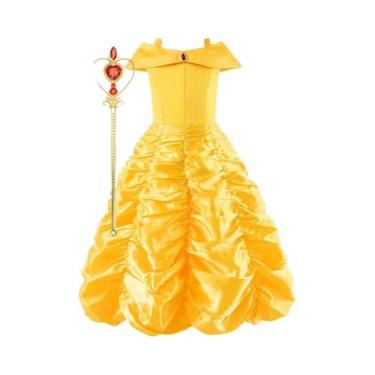 Imagem de Vestido De Princesa Amarelo Para Meninas De 2 a 10 Anos, Cosplay De Ha