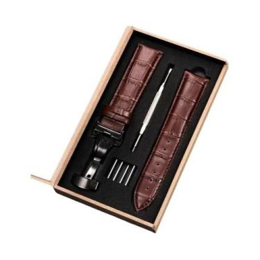 Imagem de Pulseira De Couro Para Relógio, 18mm-24mm, Fecho Borboleta De Aço Inox