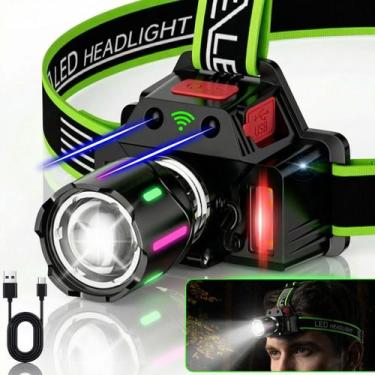 Imagem de Lanterna De Cabeça LED 6 Modos Recarregável Farol Forte Zoom - Genéric