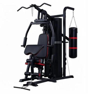 Imagem de Estação Musculação 4 Frentes Completa Multi 75kg Preto Academia Preto Preto E Vermelho-Unissex