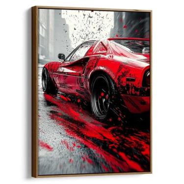 Imagem de Quadro decorativo Carro Veloz Entre Pinceladas de Vermelho - Art Canva