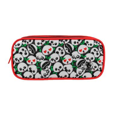 Imagem de Estojo Escolar Duplo Panda 2 Compartimentos C/ Zíper