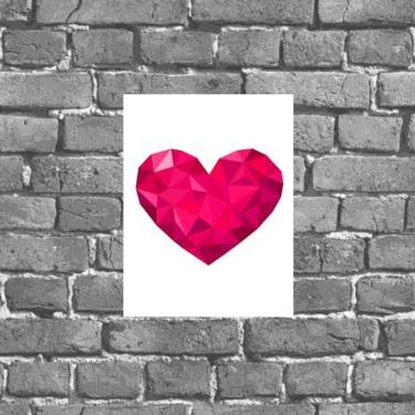 Imagem de Placa Decorativa Coração Geométrico Rosa 18x27cm