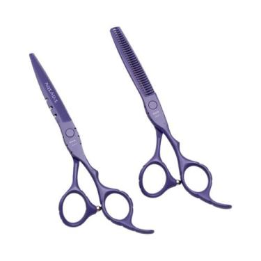 Imagem de Tesoura Profissional De Cabeleireiro Vermelha 5.5" E 6" Para Desbaste 