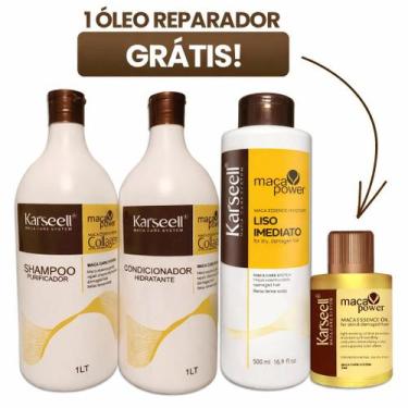 Imagem de Kit Karseell Collagen Progressiva Liso Imediato 500ml Shampoo Condicio
