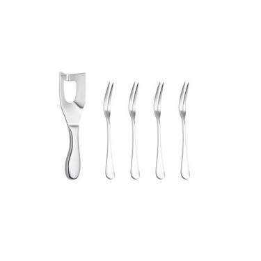 Imagem de Faca de Manteiga Queijo e Garfinhos Petiscos Fruta Inox 5un - CASACHA