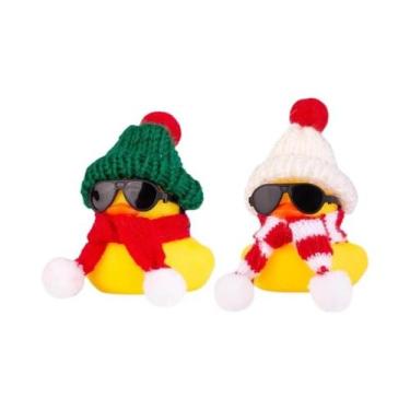 Imagem de Enfeite De Carro De Pato De Borracha De Inverno Com Mini Chapéu E Cach