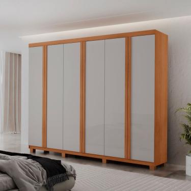Imagem de Guarda Roupa Casal Ortiz Mdf 6 Portas E 2 Gavetas Com Pés Naturalle/off White