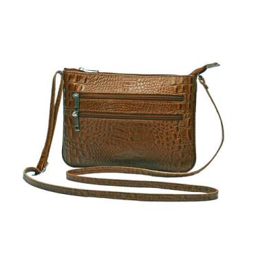 Imagem de Bolsa Transversal Feminina Pequena Couro Legítimo Madamix, Chocolate