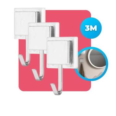 Imagem de Kit 3 Gancho Cabide Suporte Porta Toalha de Rosto de Parede Banheiro 3