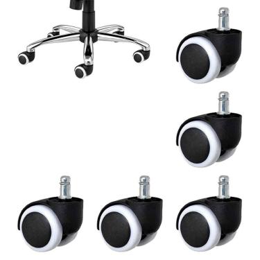 Imagem de Rodinha Giratoria de Cadeira Para Escritorio Kit 5 Uni Resistente Enroscar Home Office Casa Trabalho Estudo Quarto