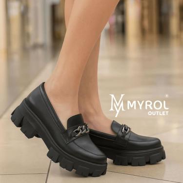 Imagem de Sapato Tratorado Mocassim Slip On Com Correntes Casual Preto
