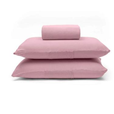 Imagem de Jogo de Cama Basic Casal 3 Peças 100% Algodão Malha Penteada Fio 30-1 120G-M2 Liso Rose...