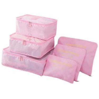 Imagem de Conjunto Organizador  Mala 6 Em 1 Rosa Viagem Organização
