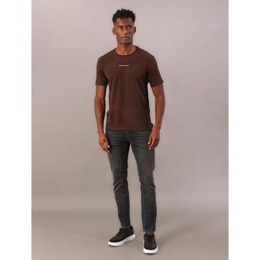 Imagem de Camiseta Manga Curta Calvin Klein Jeans Masculino Logo Centralizado - Marrom-Feminino
