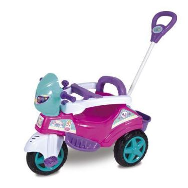 Imagem de Triciclo Maral Baby City Pink Passeio com Haste Direcionável e Pedal e
