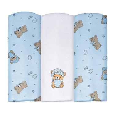 Imagem de Cueiro Flanelado Estampado com Puff 50 cm x 80 cm Pixuxu
