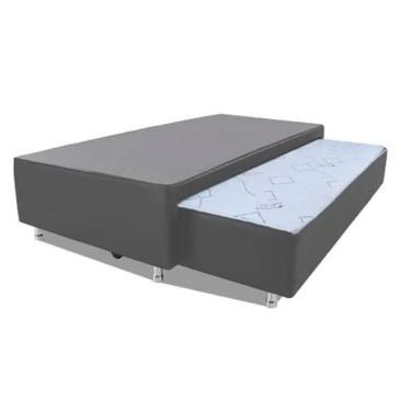 Imagem de Cama  Box Bicama  Auxiliar Solteiro  Sintético Espuma 8cm 40x88x188 Cinza