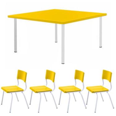 Imagem de Conjunto Quadrado c/ 04 Cadeiras COR AMARELO  TAMPO PLÁSTICO  06 a 09 
