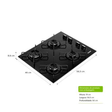 Imagem de Cooktop 4 Bocas a Gás Automático Vidro Preto Bivolt Consul, Bivolt