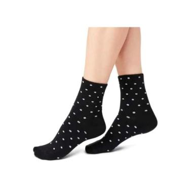 Imagem de Meia Lupo Feminina Algodão Estampada 4570-075 - 34 ao 39, Preto, Branc