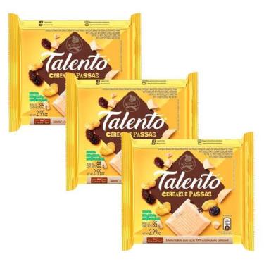 Imagem de Kit 3 Chocolate Garoto Talento 85g Cereais e Passas (amarelo)