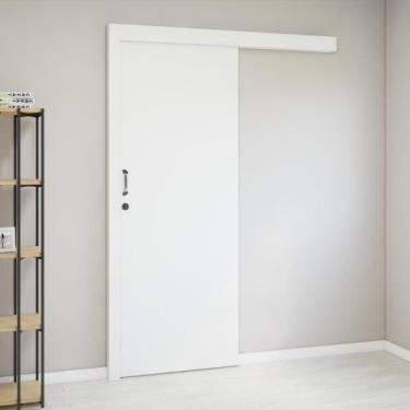 Imagem de Kit Porta de Madeira de Correr Completa 213cm X 70cm Batente Regulável